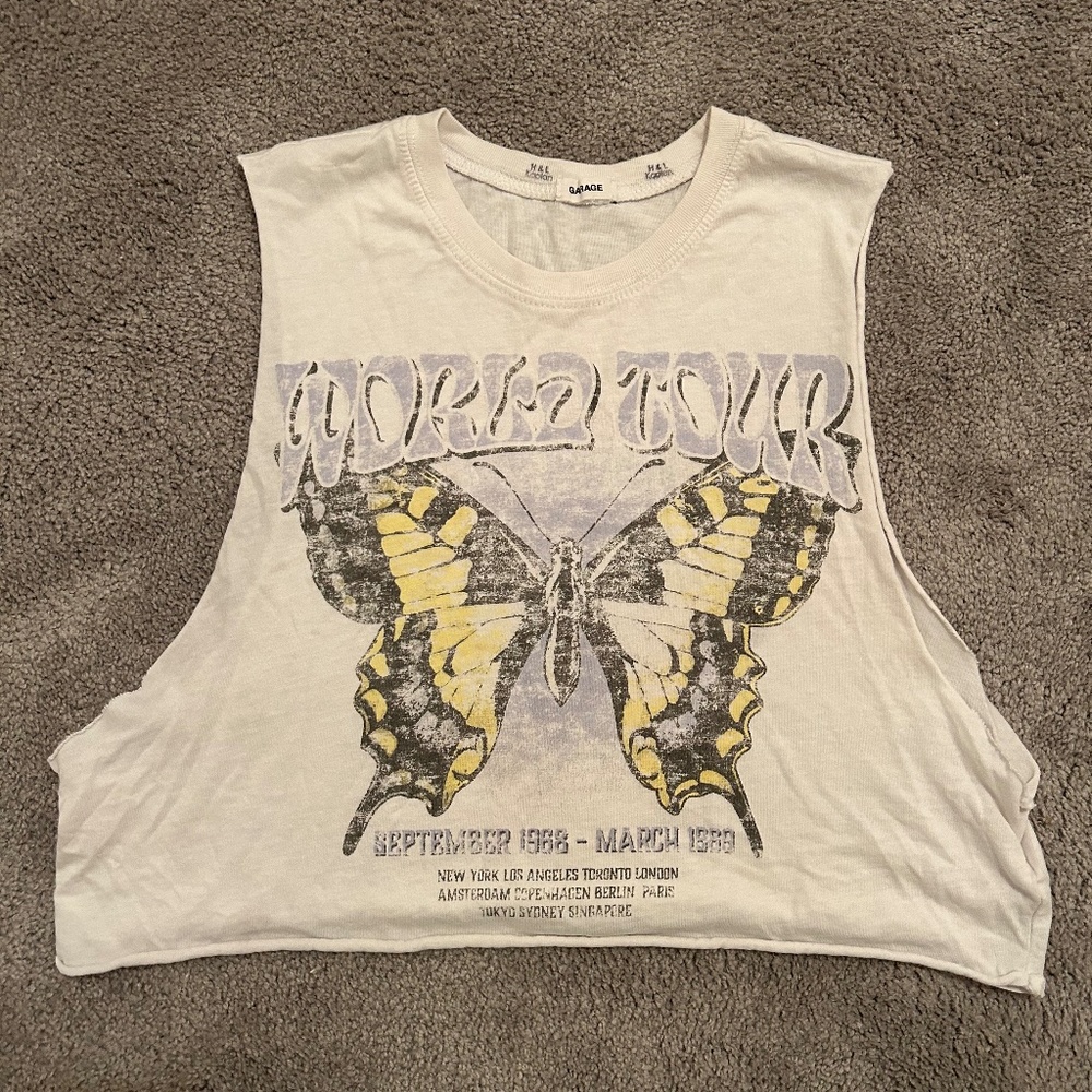 Garage Cropped Butterfly Muscle Tank